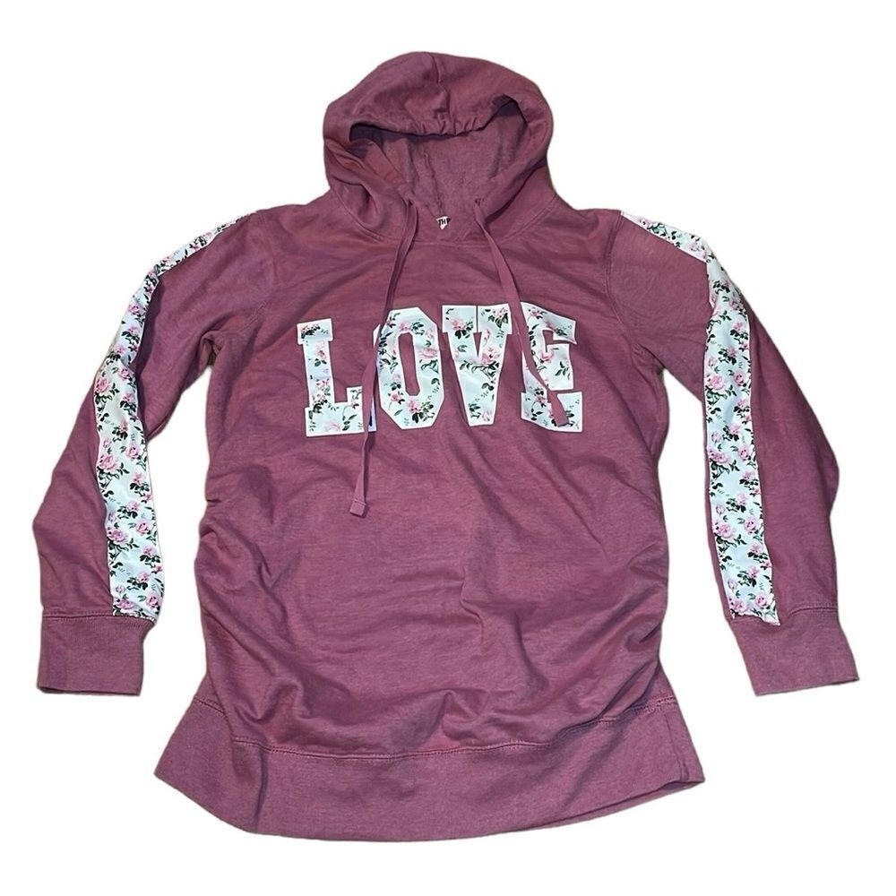 Maternity Hoodie, Floral Love, pink, Medium